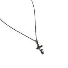 Load image into Gallery viewer, Cross Marcasite and Pearl Necklace w/ Sterling Chain
