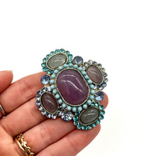 Load image into Gallery viewer, Vintage Cabochon Lucite Rhinestone Brooch/Pendant
