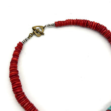 Load image into Gallery viewer, Red Bamboo Coral &amp; Turquoise Necklace
