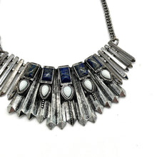 Load image into Gallery viewer, Blue Stone and Silvertone Necklace
