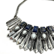 Load image into Gallery viewer, Blue Stone and Silvertone Necklace
