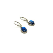 Load image into Gallery viewer, Sterling Blue Glass Earrings
