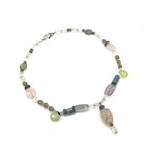 Load image into Gallery viewer, 16" Semi Precious Stone Necklace (pink quartz, peridot, amethyst, quartz)
