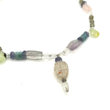 Load image into Gallery viewer, 16" Semi Precious Stone Necklace (pink quartz, peridot, amethyst, quartz)
