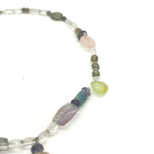 Load image into Gallery viewer, 16" Semi Precious Stone Necklace (pink quartz, peridot, amethyst, quartz)
