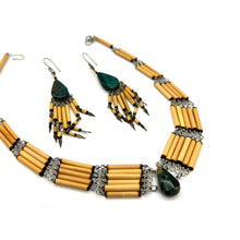 Load image into Gallery viewer, Bamboo Necklace and Earrings w/ Agate &amp; Chrysocolla
