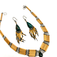 Load image into Gallery viewer, Bamboo Necklace and Earrings w/ Agate &amp; Chrysocolla
