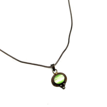 Load image into Gallery viewer, 16" 1mm Sterling Snake Chain w/ Green Stone Sterling Pendant
