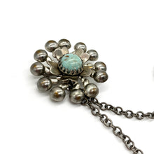 Load image into Gallery viewer, Faux Turquoise Silver-tone Brooch
