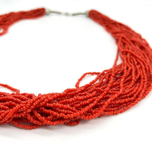 Load image into Gallery viewer, 32&quot; 30-Strand Coral Seed Bead Necklace
