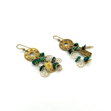Load image into Gallery viewer, Brass and Malachite Earrings

