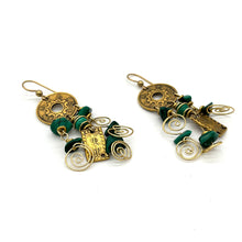 Load image into Gallery viewer, Brass and Malachite Earrings
