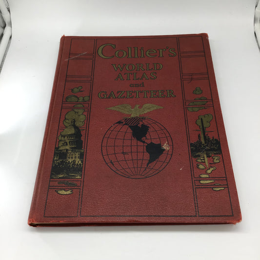 Vintage Collier's World Atlas And Gazetteer Hardcover Book Maps Of The World