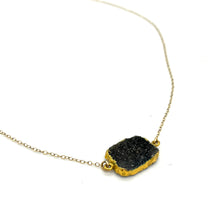 Load image into Gallery viewer, Black Freeform Druzy Gold-Filled Necklace
