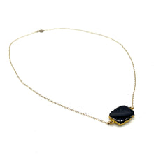 Load image into Gallery viewer, Black Freeform Druzy Gold-Filled Necklace
