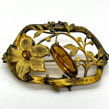 Load image into Gallery viewer, Art Deco Gold Tone Sash Brooch signed GLP
