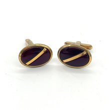 Load image into Gallery viewer, Dark Ruby Glass Cabochon Cuff Links (vintage 1940&#39;s)
