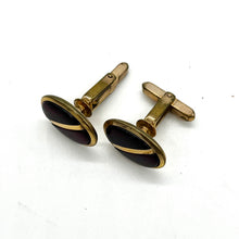 Load image into Gallery viewer, Dark Ruby Glass Cabochon Cuff Links (vintage 1940&#39;s)
