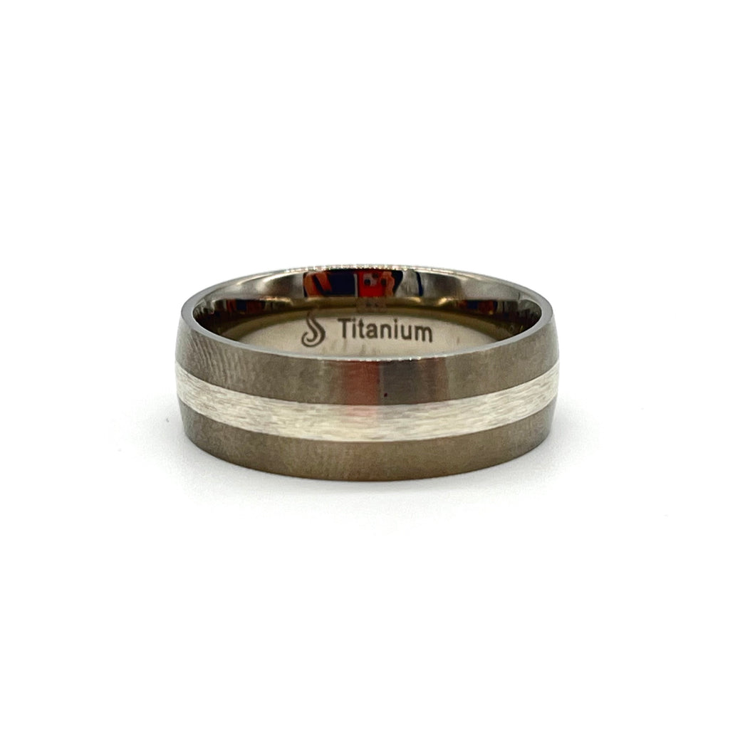 Titanium Ring w/ Sterling Inlay size 10