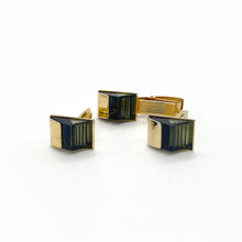 Load image into Gallery viewer, Signed SAC Black Lucite Encased Stairs Cufflinks and Tie Clip
