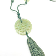 Load image into Gallery viewer, Chinese Hand-Carved Jade Pendant on Silk Necklace
