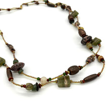 Load image into Gallery viewer, 30" Agate and Metal Bead Necklace
