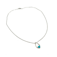 Load image into Gallery viewer, 18K White Gold 18" 1mm Cable Chain, Sterling and Turquoise Pendant

