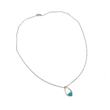 Load image into Gallery viewer, 18K White Gold 18" 1mm Cable Chain, Sterling and Turquoise Pendant
