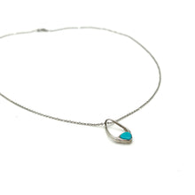 Load image into Gallery viewer, 18K White Gold 18" 1mm Cable Chain, Sterling and Turquoise Pendant
