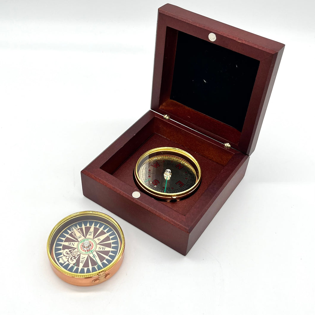 Compass Set in Wooden Box