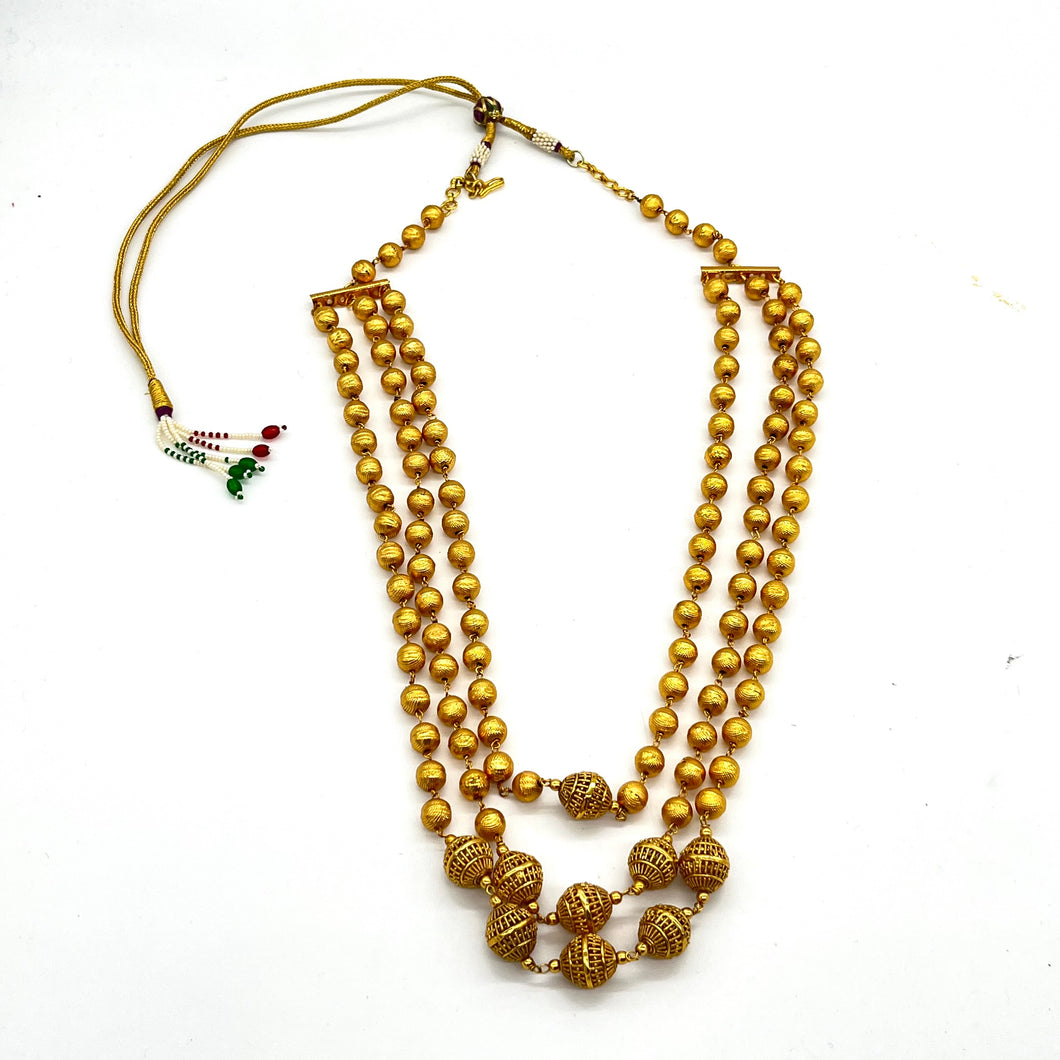 3-Strand Gold-toned Mala Necklace