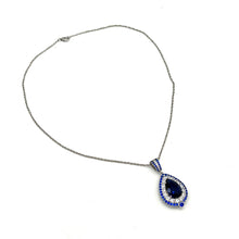 Load image into Gallery viewer, Silver Necklace with Blue Teardrop Stone
