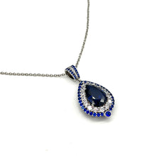 Load image into Gallery viewer, Silver Necklace with Blue Teardrop Stone
