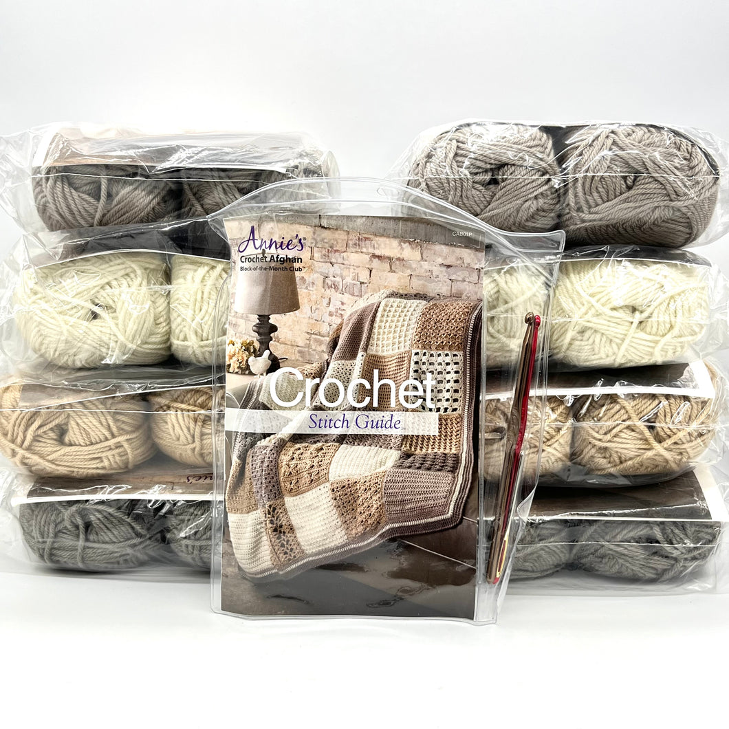 Annie's Crochet Afghan Kit Set (8 packs & instruction DVDs)