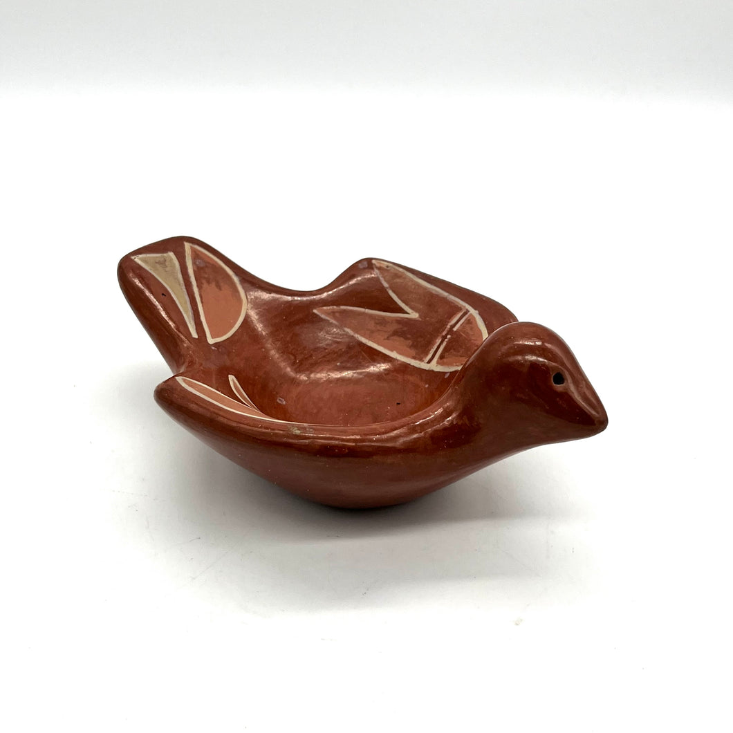 Native American Santa Clara Redware Pottery Figural Bird Bowl Unsigned