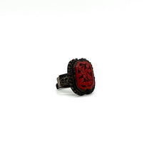 Load image into Gallery viewer, Antique Chinese Carved Cinnabar Adjustable Ring
