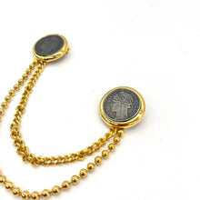 Load image into Gallery viewer, French Coin Gold-Tone Chained Pins
