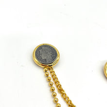 Load image into Gallery viewer, French Coin Gold-Tone Chained Pins
