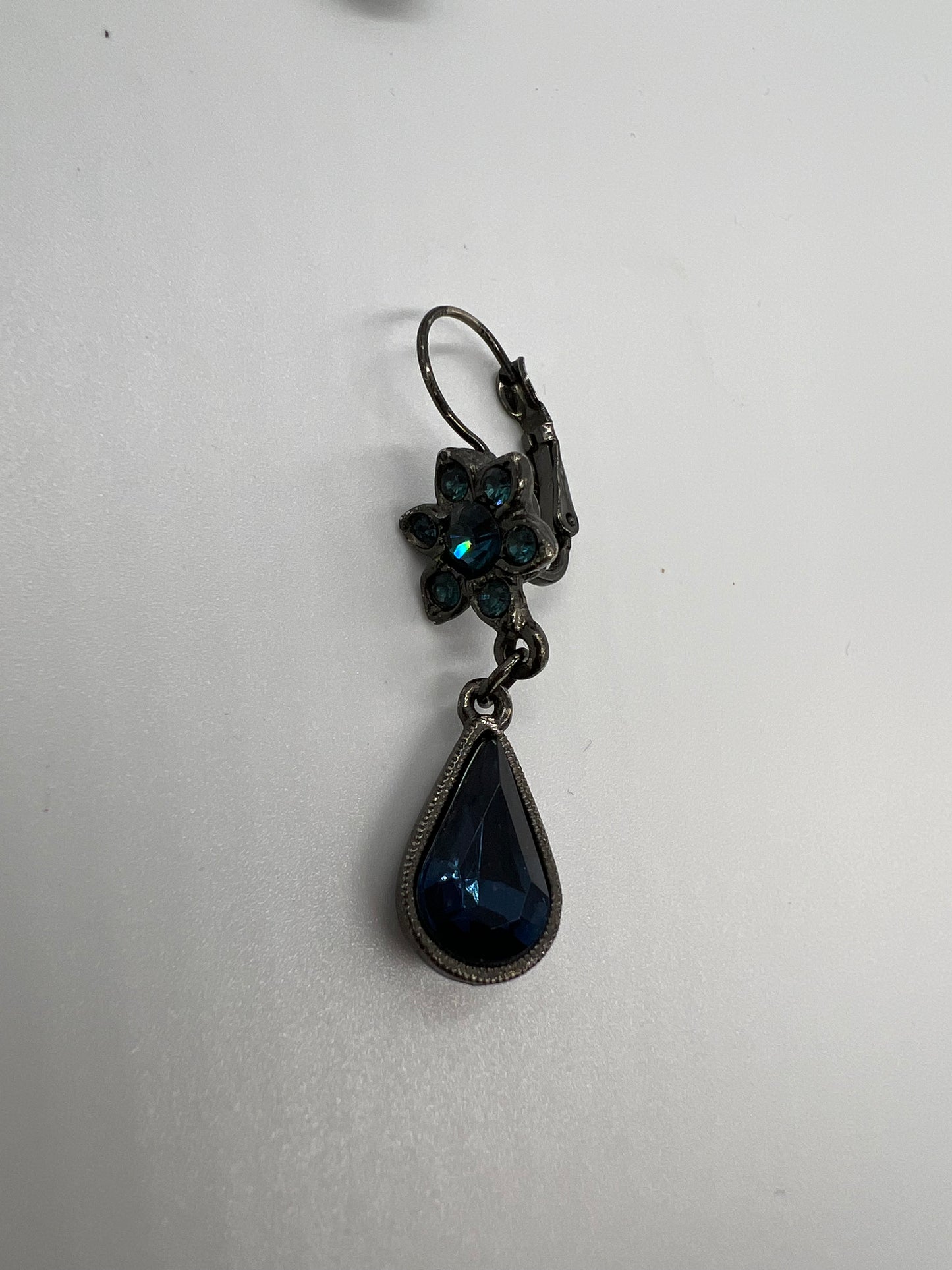 Dark Blue Flower Drop Earrings