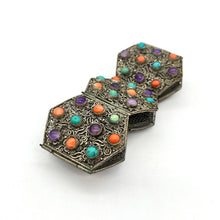 Load image into Gallery viewer, Coral, Turquoise, and Amethyst Filagre Bracelet
