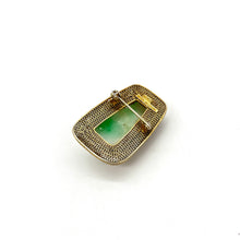 Load image into Gallery viewer, Chinese Carved Jade Silver Gilded Filagree Brooch 1930-45
