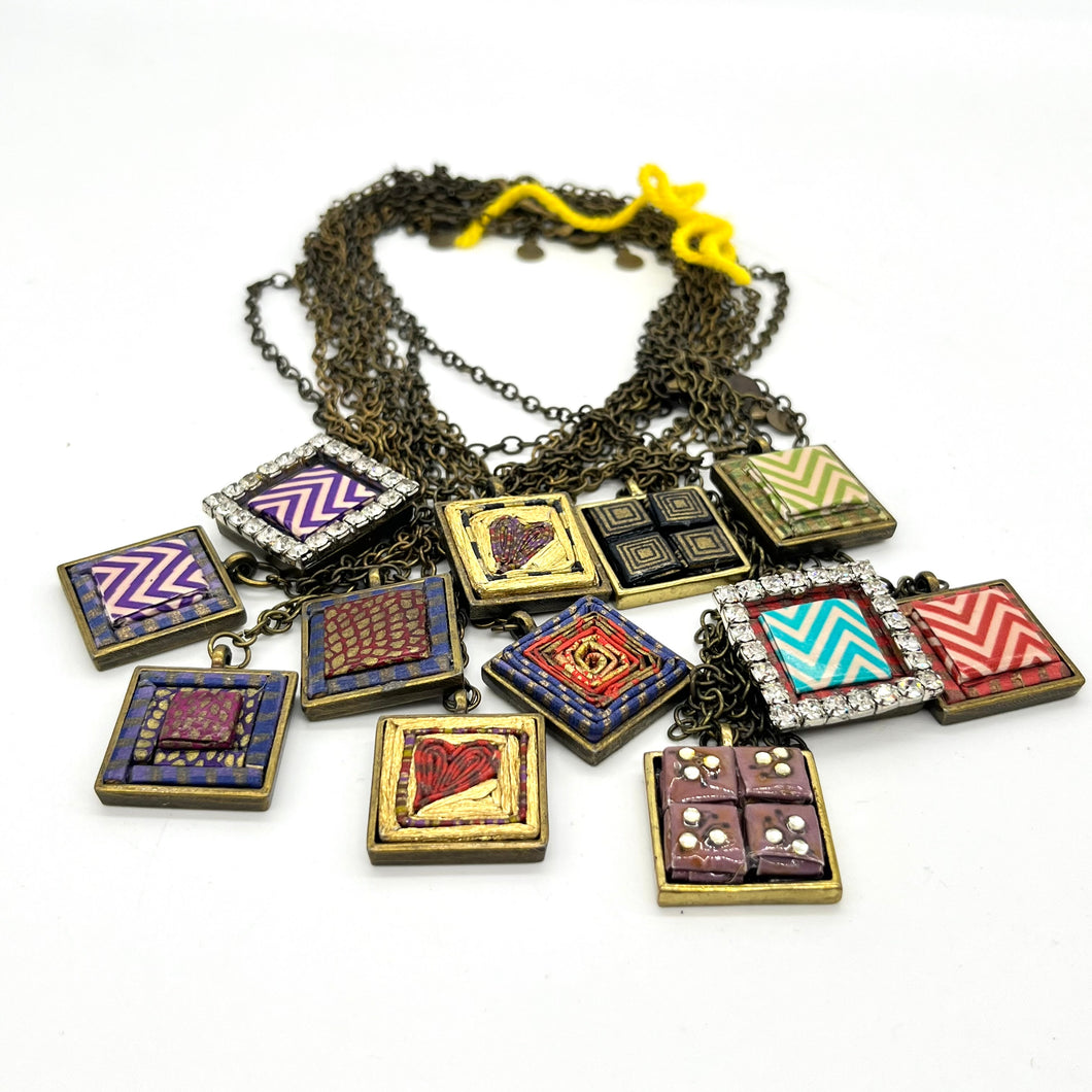 Mystery Handmade Metal & Paper Pendant Necklace