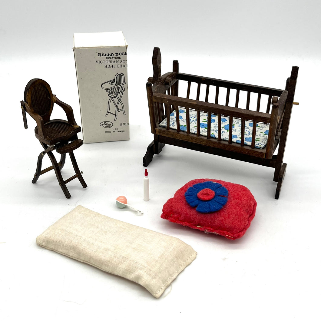 Vintage Miniature Dollhouse Nursery Set