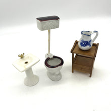 Load image into Gallery viewer, Vintage Miniature Dollhouse Bathroom Set
