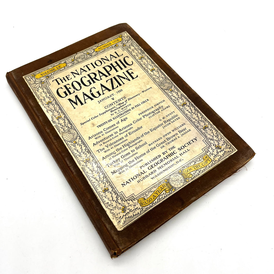Antique National Geographic Hardcover Book 1929