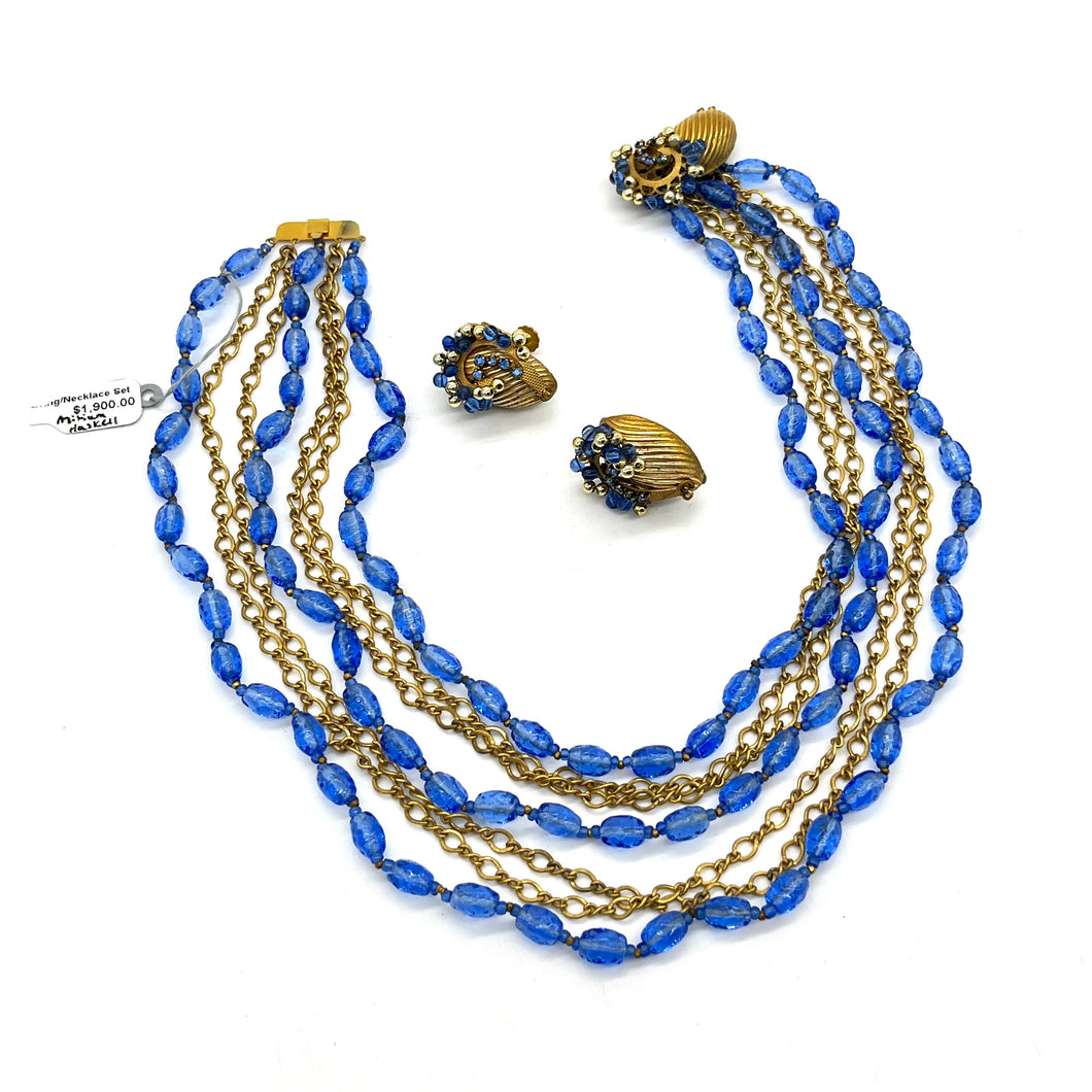 Vintage Miriam Haskell Necklace & Clip-on Earrings Set