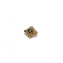 Load image into Gallery viewer, Alpha Omega 10k Gold Pin w/ Pearl Seed Beads, Blue &amp; White Sapphire Inscribed 11/23/36
