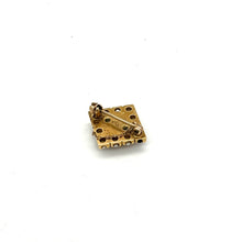 Load image into Gallery viewer, Alpha Omega 10k Gold Pin w/ Pearl Seed Beads, Blue &amp; White Sapphire Inscribed 11/23/36
