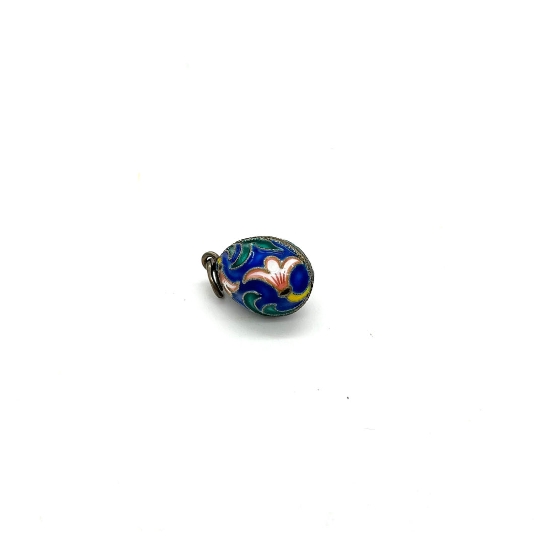 Russian Silver Enameled Egg Pendant