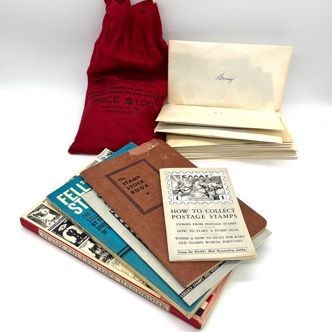 Vintage Stamp Collecting Set w/ Books and Hundreds of Stamps